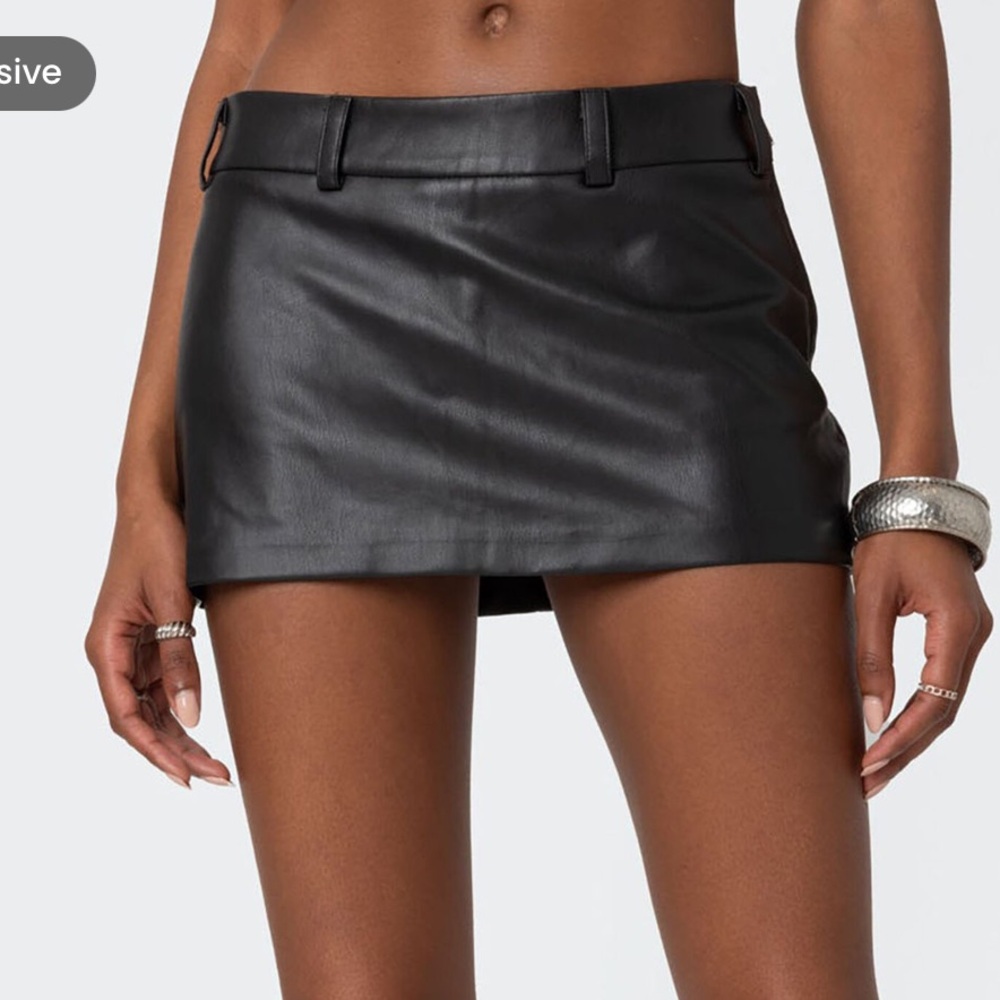 Edikted Black Leather Skirt